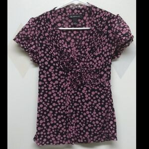 INC pink/mauve polka-dot top with rosettes